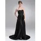 A-Line/Princess Sweetheart Court Train Satin Evening Dress With Beading (017020656)