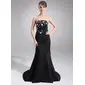 Stile sirena Senza spalline Coda a strascico corto raso Abito da damigella con Ricamato Perline (007004182)
