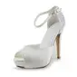 Satin Stiletto Heel Peep Toe Platform Pumps Wedding Shoes With Rhinestone (047010804)