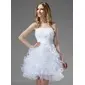 Vestidos princesa/ Formato A Coração Na altura do joelho Organza Vestido de boas vindas com Pregueado Beading fecho de correr (022020751)