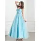 A-Line/Princess Halter Ankle-Length Tulle Prom Dress With Ruffle Beading (018005270) A-Line/Princess Halter Ankle-Length Tulle Prom Dress With Ruffle Beading (018005270)