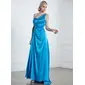 A-Line/Princess One-Shoulder Sweep Train Charmeuse Prom Dress With Ruffle Beading (018005240)