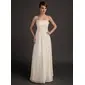 A-Line/Princess Floor-Length Chiffon Holiday Dress With Ruffle Beading Flower(s) (020015508)