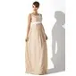 Empire Square Neckline Floor-Length Chiffon Charmeuse Maternity Bridesmaid Dress With Sash (045004409)