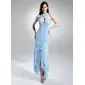 Sheath Halter Asymmetrical Chiffon Bridesmaid Dress With Ruffle (007015680)