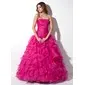 Ball-Gown Strapless Floor-Length Organza Quinceanera Dress With Ruffle (021020809)