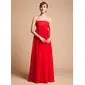 Empire Strapless Floor-Length Chiffon Maternity Bridesmaid Dress With Lace Beading Sequins (045004383)