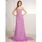 Sheath Strapless Watteau Train Chiffon Prom Dress With Ruffle Beading Sequins (018014230) Sheath Strapless Watteau Train Chiffon Prom Dress With Ruffle Beading Sequins (018014230)