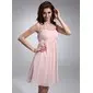 Empire Scoop Neck Knee-Length Chiffon Homecoming Dress With Ruffle Lace Beading (022020868)
