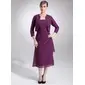 Sheath Square Neckline Tea-Length Chiffon Mother of the Bride Dress With Ruffle Beading (008006001) Sheath Square Neckline Tea-Length Chiffon Mother of the Bride Dress With Ruffle Beading (008006001)
