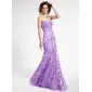 Sheath Strapless Floor-Length Organza Prom Dress With Lace Beading Sequins (018006410)