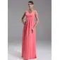 Empire Scoop Neck Floor-Length Chiffon Maternity Bridesmaid Dress With Ruffle (045004385)