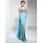 Sheath Sweetheart Floor-Length Chiffon Prom Dress With Ruffle Beading (018022452)