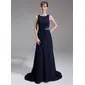 Sheath Scoop Neck Sweep Train Chiffon Mother of the Bride Dress With Ruffle Beading (008005708) Sheath Scoop Neck Sweep Train Chiffon Mother of the Bride Dress With Ruffle Beading (008005708)
