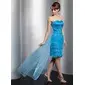 Sheath Sweetheart Asymmetrical Satin Tulle Feather Prom Dress With Beading Sequins (018014760) Sheath Sweetheart Asymmetrical Satin Tulle Feather Prom Dress With Beading Sequins (018014760)