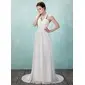 Impero Anello Coda a strascico corto Chiffon Abiti per matrimonio con Increspature Perline (002011555)