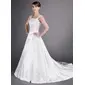 A-Line/Princess Court Train Satin Wedding Dress With Lace Beadwork (002012714) A-Line/Princess Court Train Satin Wedding Dress With Lace Beadwork (002012714)