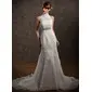 Mermaid High Neck Chapel Train Satin Tulle Wedding Dress With Lace Beadwork (002001234) Mermaid High Neck Chapel Train Satin Tulle Wedding Dress With Lace Beadwork (002001234)