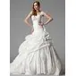 Ball-Gown Sweetheart Chapel Train Taffeta Wedding Dress With Ruffle Lace Flower(s) (002000461)