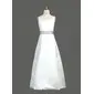 A-Line/Princess Square Neckline Floor-Length Satin Flower Girl Dress With Sash (010002183)