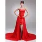 Sheath Sweetheart Court Train Chiffon Satin Prom Dress (018020780) Sheath Sweetheart Court Train Chiffon Satin Prom Dress (018020780)
