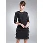 Sheath Scoop Neck Knee-Length Chiffon Mother of the Bride Dress With Lace (008005930)