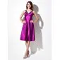 Empire V-neck Knee-Length Charmeuse Bridesmaid Dress With Ruffle Beading (022016088)