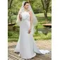 A-Lijn/Prinses Halter Watteau Sleep Satin Bruidsjurk met Roes Kraalwerk Lovertjes (002001180) A-Lijn/Prinses Halter Watteau Sleep Satin Bruidsjurk met Roes Kraalwerk Lovertjes (002001180)