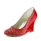 Satin Wedge Heel Closed Toe Pumps Wedding Shoes With Rhinestone (047020122)