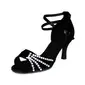 Satin Heels Sandals Latin Dance Shoes With Ankle Strap (053006986)