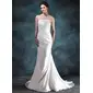 Mermaid Strapless Court Train Taffeta Wedding Dress With Ruffle Lace Beadwork (002000494)