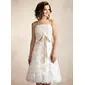 A-Line/Princess Scalloped Neck Tea-Length Satin Lace Wedding Dress With Ruffle Sashes (002011527) A-Line/Princess Scalloped Neck Tea-Length Satin Lace Wedding Dress With Ruffle Sashes (002011527)
