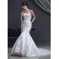Stile sirena A cuore Coda a strascico corto raso Tulle Abito per matrimonio con Pizzo Perline (002000301)