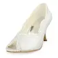 Satin Spool Heel Peep Toe Pumps Wedding Shoes With Stitching Lace (047011050)