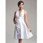Empire Halter Knee-Length Charmeuse Bridesmaid Dress With Ruffle Crystal Brooch (007021071)