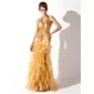 Mermaid Halter Floor-Length Organza Charmeuse Prom Dress With Ruffle Beading (018005067)