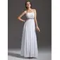 A-Line/Princess Strapless Floor-Length Chiffon Prom Dress With Ruffle Beading Sequins (018005355)