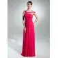 A-Line/Princess Off-the-Shoulder Sweep Train Chiffon Charmeuse Prom Dress With Ruffle Beading (018015333)
