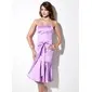 Sheath Strapless Knee-Length Satin Bridesmaid Dress With Sash (007001829)