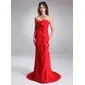 Sheath Sweetheart Court Train Chiffon Evening Dress With Ruffle (017022525)