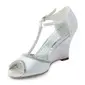 Satin Wedge Heel Peep Toe Wedges Sandals Wedding Shoes With Beading (047011824)