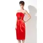 Sheath Strapless Knee-Length Charmeuse Desperate Housewives Style Dresses With Ruffle Beading (025003969)