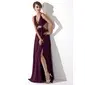 Sheath V-neck Sweep Train Chiffon Evening Dress With Ruffle Beading (017004356)