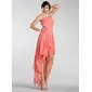 A-Line/Princess Strapless Asymmetrical Chiffon Holiday Dress With Ruffle Beading (020005298)