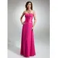 Vestidos princesa/ Formato A Coração Vestidos longo Chifon Charmeuse Vestido de madrinha com Pregueado Beading (007001063)