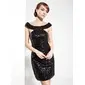 Sheath Off-the-Shoulder Knee-Length Sequined Cocktail Dress (016008271)