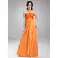 Empire Halter Floor-Length Chiffon Charmeuse Bridesmaid Dress With Ruffle (007018774)