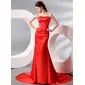 Sheath Sweetheart Court Train Charmeuse Evening Dress With Ruffle (017013995) Sheath Sweetheart Court Train Charmeuse Evening Dress With Ruffle (017013995)