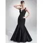 Zeemeermin V-nek Vloerlengte Chiffon Avondjurk met Roes Kristal Bloemen Pin (017025922) Zeemeermin V-nek Vloerlengte Chiffon Avondjurk met Roes Kristal Bloemen Pin (017025922)
