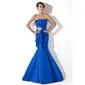 Mermaid Scalloped Neck Sweep Train Satin Evening Dress With Ruffle Beading Appliques (017013778)
